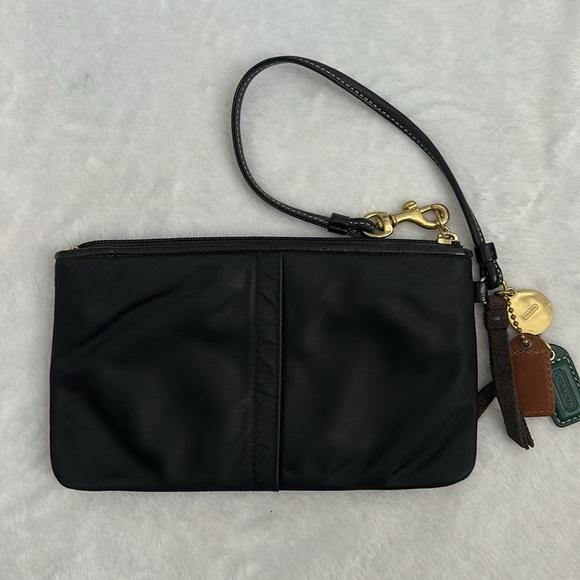 COACH Y2K Nylon Black Wristlet with Leather and Gold Accents EUC - Picture 2 of 8
